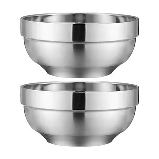 304不鏽鋼雙層防燙碗, 銀色, 2個