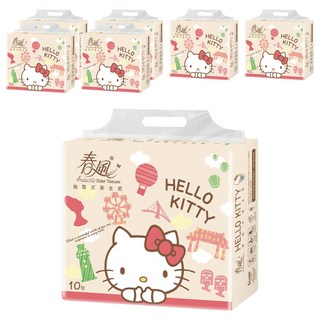 春風 kitty雙層抽取衛生紙, 100張, 10包, 7袋