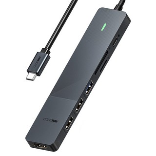 CODEWAY USB Type-C 多孔集線器 隨插即用 高相容 高效能 7孔, 1個, 灰色