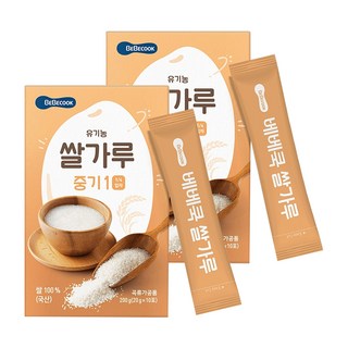 베베쿡 유기농 이유식 쌀가루 중기1, 200g, 2개