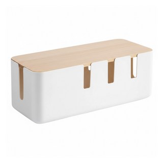 Greenful 白橡木實木電線收納盒, 1個, 白橡木色