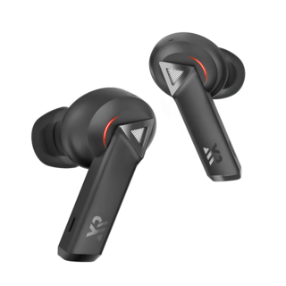 XROUND AERO PRO 真無線耳機，超低延遲30ms，兼容PC/PS5/手機，重低音強化模式, XAW-02, 曜石黑