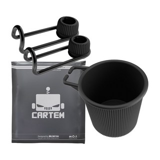 CARTEM 強力頭枕掛勾 黑色 CT174 2入 + 杯架, 1套