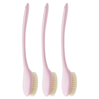 小麥購物 L939 長柄軟毛搓背刷, 3支, 1入, 粉色