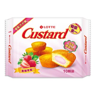 LOTTE 樂天 Custard 蛋黃派 草莓 10包, 220g, 1盒