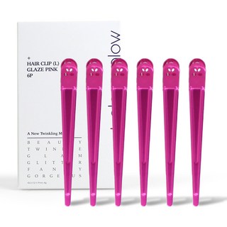 gloss&glow 無痕髮夾 大, 釉粉紅, 6個
