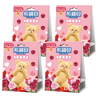 熊寶貝 衣物香氛袋 花漾香氛, 天然精油, 持香8週, 3入, 21g, 4盒