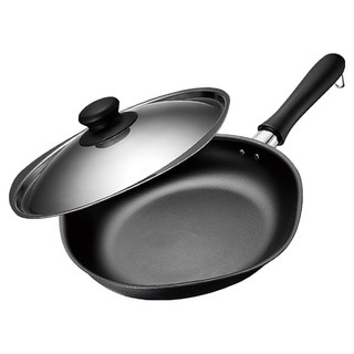 柳宗理 雙網紋單手鐵鍋 附蓋 25cm 086191, 單色, 1入