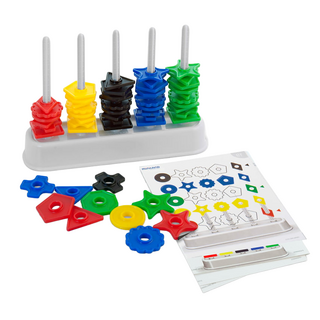 Miniland幾何圖形分類學習疊疊樂 Set 100入 5種顏色+10種形狀辨識, 1盒