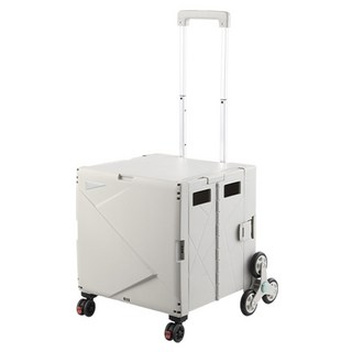 AOTTO 創意傢俱 升級款加厚折疊可爬梯八輪購物車 - 米白色 / 綠色, PP材質, 科學承重, 1個