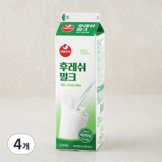 서울우유 후레쉬 밀크, 900ml, 4개