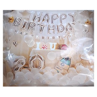 夢幻生日氣球套組，含打氣筒和點膠, 夢幻白色, 1組