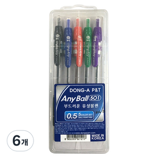 동아연필 애니볼 세트, 5색, 6개