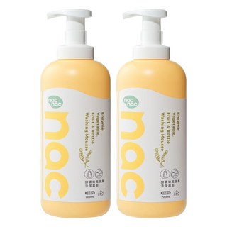 nac nac 酵素奶瓶餐盤蔬果洗潔慕斯, 2個, 700ml