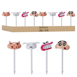 BANDAI 蠟筆小新 食物叉8件組, 8支, 1組