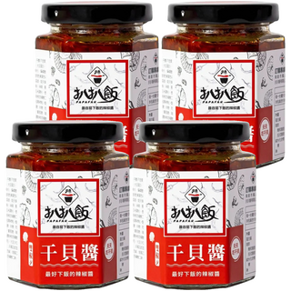 扒扒飯 雙椒干貝醬 香甜麻辣 海味鮮辣 鹹甜交織, 180g, 4罐