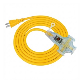 PowerSync 群加 2P工業用1對3帶燈延長線 TU3W4150, 15m, 黃色, 1條