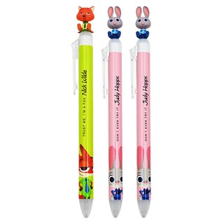 hM PLUS 迪士尼動物方程式造型原子筆套組 Judy款2入 + Nick款1入, 朱蒂 + 尼克款, 1組