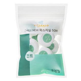 VITAHALO Daily New系列含蠟牙線 50M 薄荷味, 9入, 1包