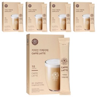 The Coffee Bean 拿鐵即溶咖啡粉隨身包, 14g, 10條, 5盒