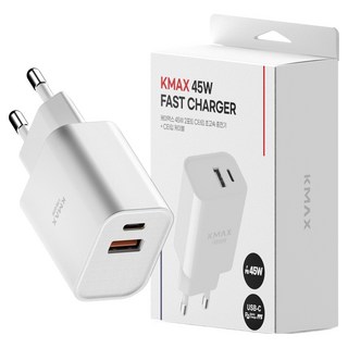 KMAX 45W 2孔 Type-C 超高速充電器 + Type-C 充電線, 1套, 白色