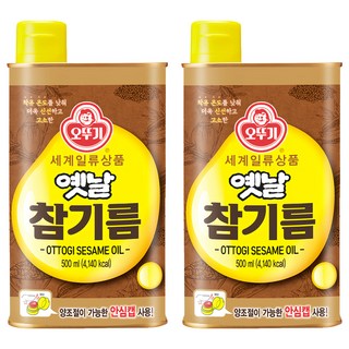 OTTOGI 不倒翁 Yetnal 古早味芝麻油 500ml，100%純芝麻油，按壓式設計, 2瓶