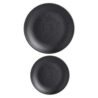 Homely Zakka 北歐輕奢風純色磨砂陶瓷餐具/牛排盤/西餐盤2件組, 大圓平盤 + 小圓平盤, 磨砂黑, 1組