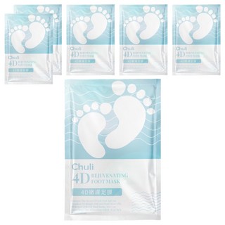 CHULI 初梨 4D嫩足膜 深層滋潤 去除老廢角質 恢復柔嫩細緻, 1雙, 6包, 34ml