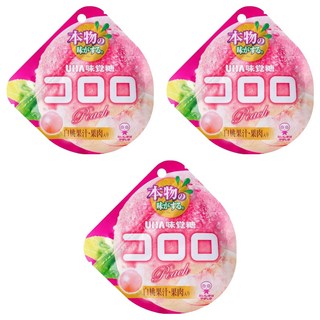 UHA 味覺糖 酷露露Q糖, 水蜜桃味, 國產白桃果汁入, 40g, 3包