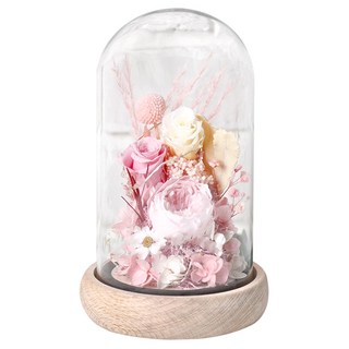 永生花燈 高硼矽玻璃罩+LED燈, 淺粉色