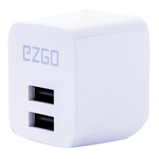 EZGO 2.4A雙輸出USB電源供應器, AC100-240V 50/60Hz 0.3A, DC5.0V 2.4A Max, 時尚白, 1個