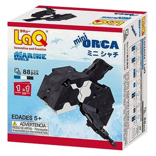 LaQ 積木 88片 迷你海洋生物模型 益智玩具, Q版虎鯨 黑色 + 白色, 1盒