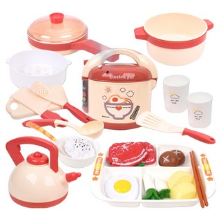 스팀 디너 밥솥 소꿉 주방놀이 세트, 핑크, 1세트
