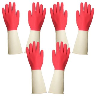 AXIS 艾克思 台灣製家庭用乳膠手套 33.5x10cm 3雙1組, 雙色, M, 1組