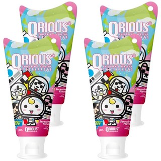 QRIOUS 奇瑞斯 雙效紫錐菊護齒膏 含單氟磷酸鈉1000ppm 可吞嚥配方 無人工防腐劑、色素和香料, 蜜蜜粉草莓, 款式隨機, 60g, 4條