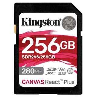 Kingston 金士頓 Canvas React Plus 256GB SDXC UHS-II V60 記憶卡 (280R/150W) 高速傳輸 穩定錄影, 1個