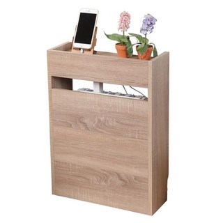 好幫手充電架路由器收納邊櫃, 淺木紋