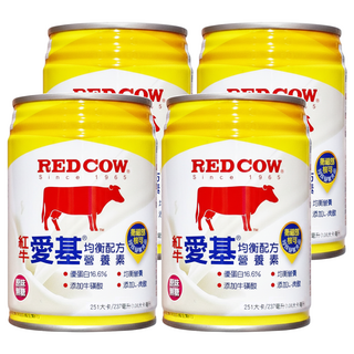 RED COW 紅牛 愛基均衡營養 原味無糖 補充體力, 237ml, 4罐