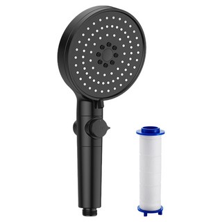 理享家 大面板增壓蓮蓬頭 五段模式 一鍵止水 省水過濾, 1組, 黑色