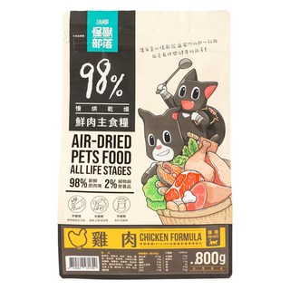 LitoMON 怪獸部落 全齡貓 98%鮮肉主食乾糧, 雞肉, 800g, 1袋