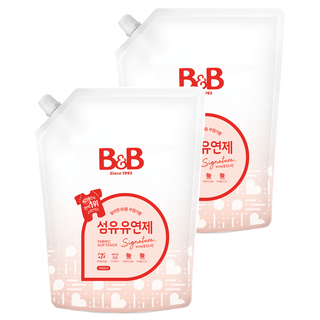 비앤비 유아 비자극 섬유유연제 자스민앤로즈향 리필형, 1.5L, 2개