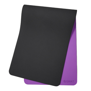 QMAT 瑜珈墊 雙面壓紋設計 防滑抗汗 柔軟材質 回彈性佳 易於清潔, 180 x 60 x 0.8cm, 紫色 + 黑色, 1個