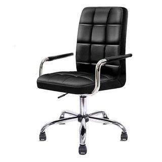 時尚格子電腦皮椅, 黑色, 1個