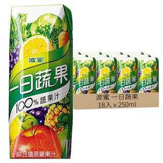 波蜜 一日蔬果 100%蔬果汁, 250ml, 18入