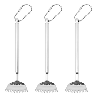 宏圓生活 15爪抓背器 附耳扒 不鏽鋼圓弧爪齒 伸縮自如, 銀色, 3支