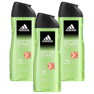 adidas 愛迪達 男性三合一潔顏洗髮沐浴露 能量激活, 400ml, 3瓶