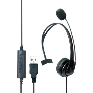 ziya 智雅科技 頭戴式耳機 單耳 USB插頭/介面 高效互動款 辦公商務專用 附麥克風, 黑色