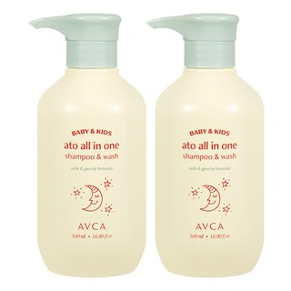 AVCA 嬰幼兒用Ato多合一洗髮沐浴精 無香味, 500ml, 2瓶