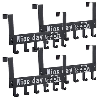 門後掛鉤熊貓 六鉤, 黑色金屬材質, 黑色, 4個