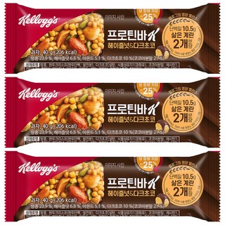 Kellogg's 家樂氏 蛋白棒 黑巧克力榛果口味, 40g, 3個